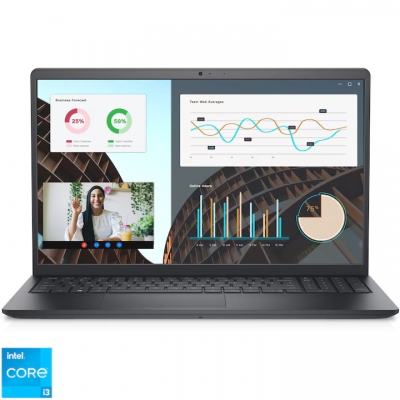 Dell Vostro 3530, 15.6 inch 1920 x 1080, Intel i3-1305U 4.5 GHz, 10 MB cache, 8 GB DDR4, 256 GB SSD, Intel UHD Graphics, Windows 11 Pro Education, Negru